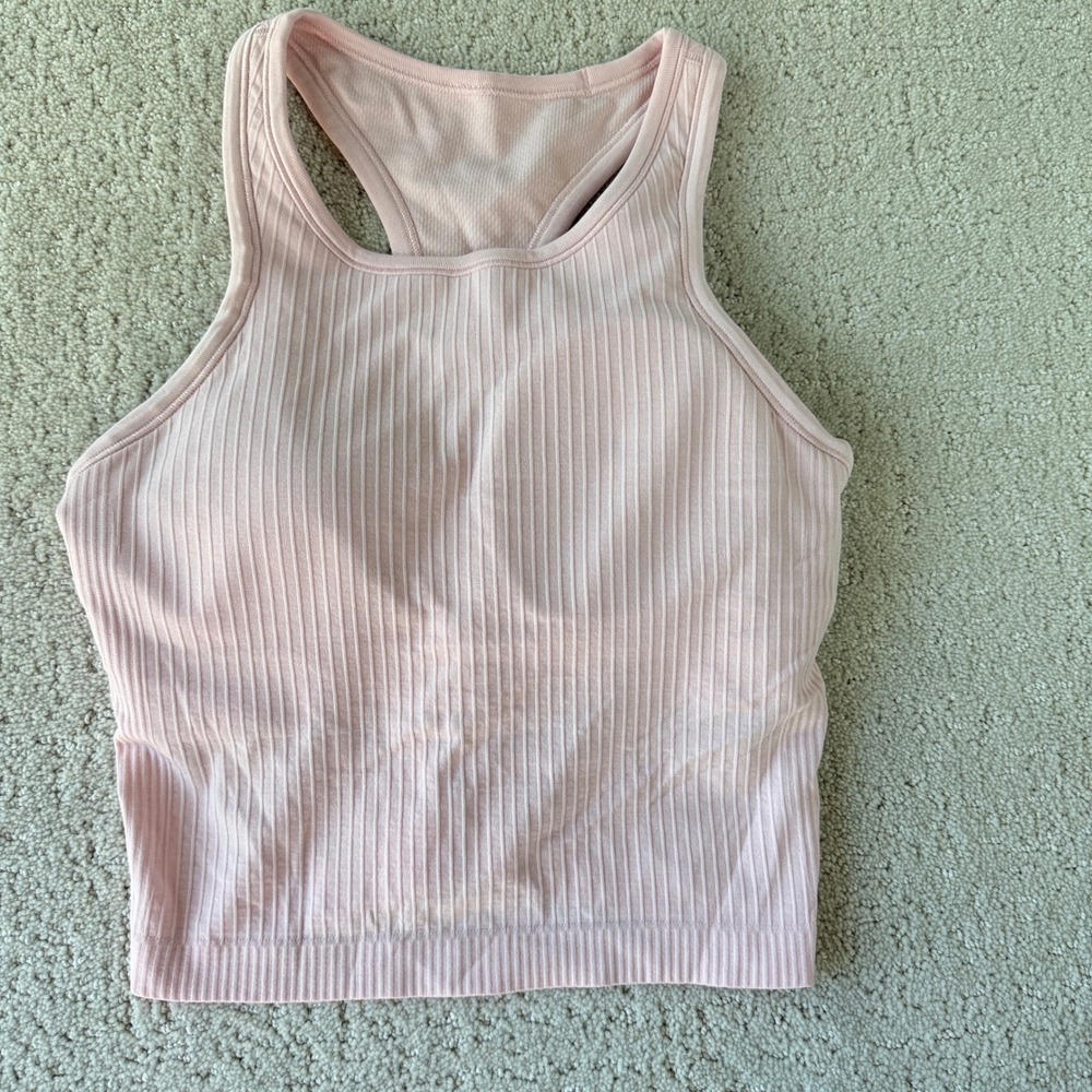 Lululemon Ebb to Street Tank Top Women 6 Pink High Neck Ribbed LW1CJUS - Picture 2 of 7